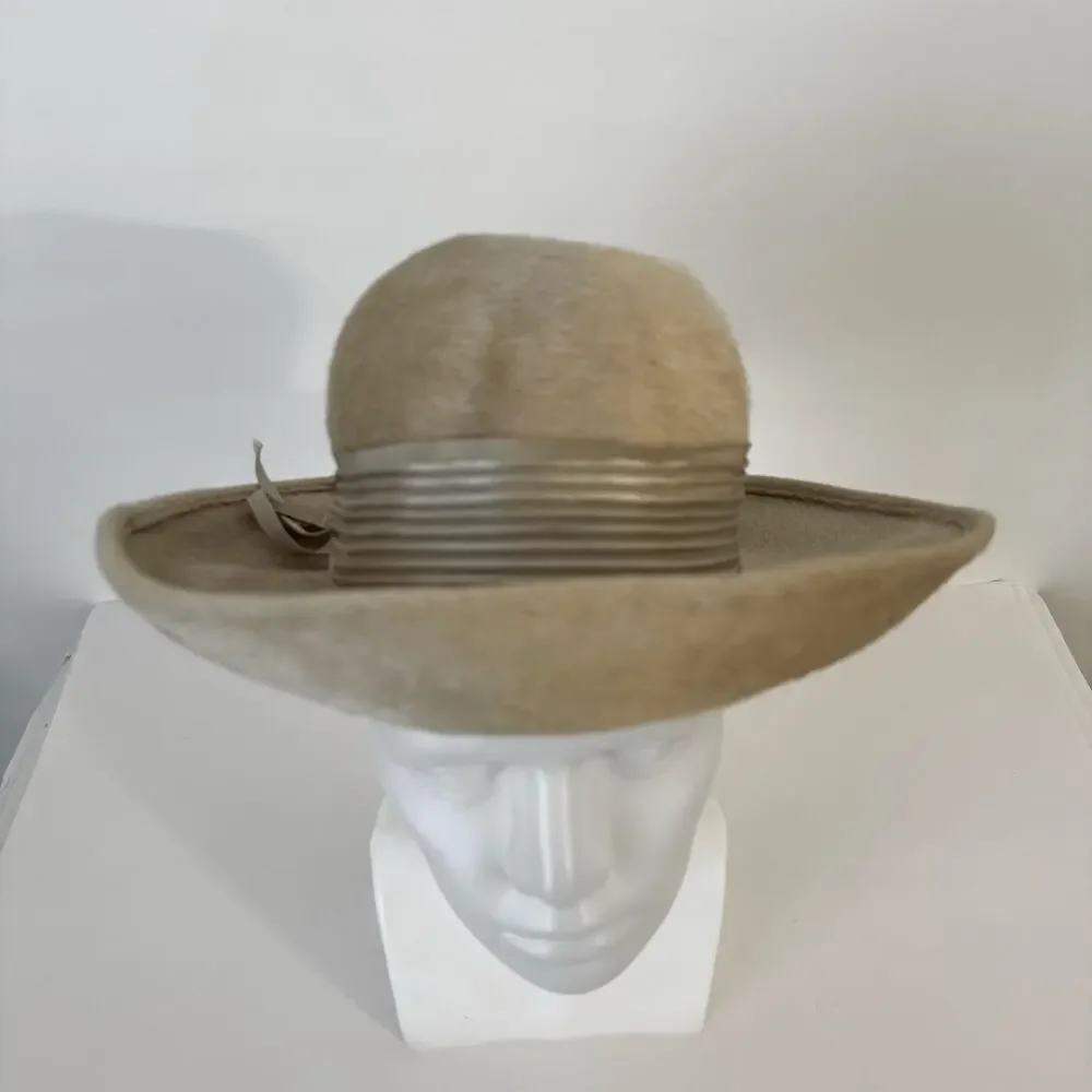 Vintage Trevi by Winner Hat Handmade Tan with Grosgrain Ribbon